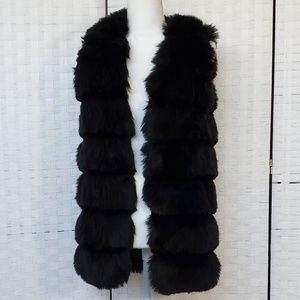 Black Faux Fur Vest Jacket